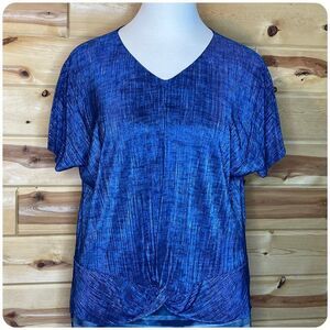 DANA BUCHMAN Blue Front Twist Waist Blouse Top 2x